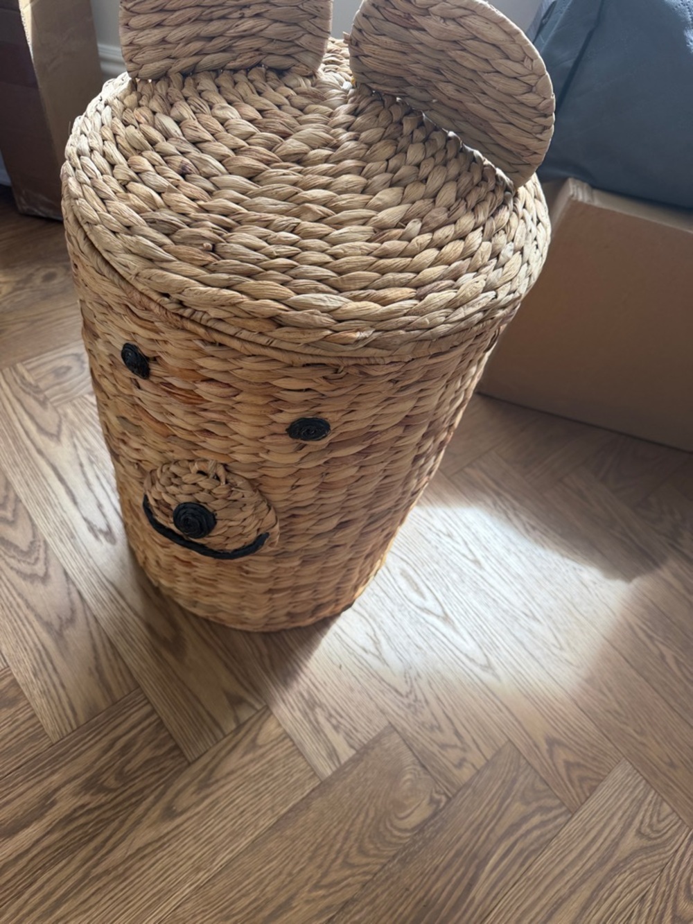 CB2 Natural Straw Bear Woven Storage Basket